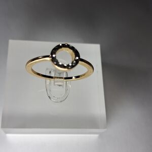 Dainty Goldtone Open Circle Clear Pave Ring